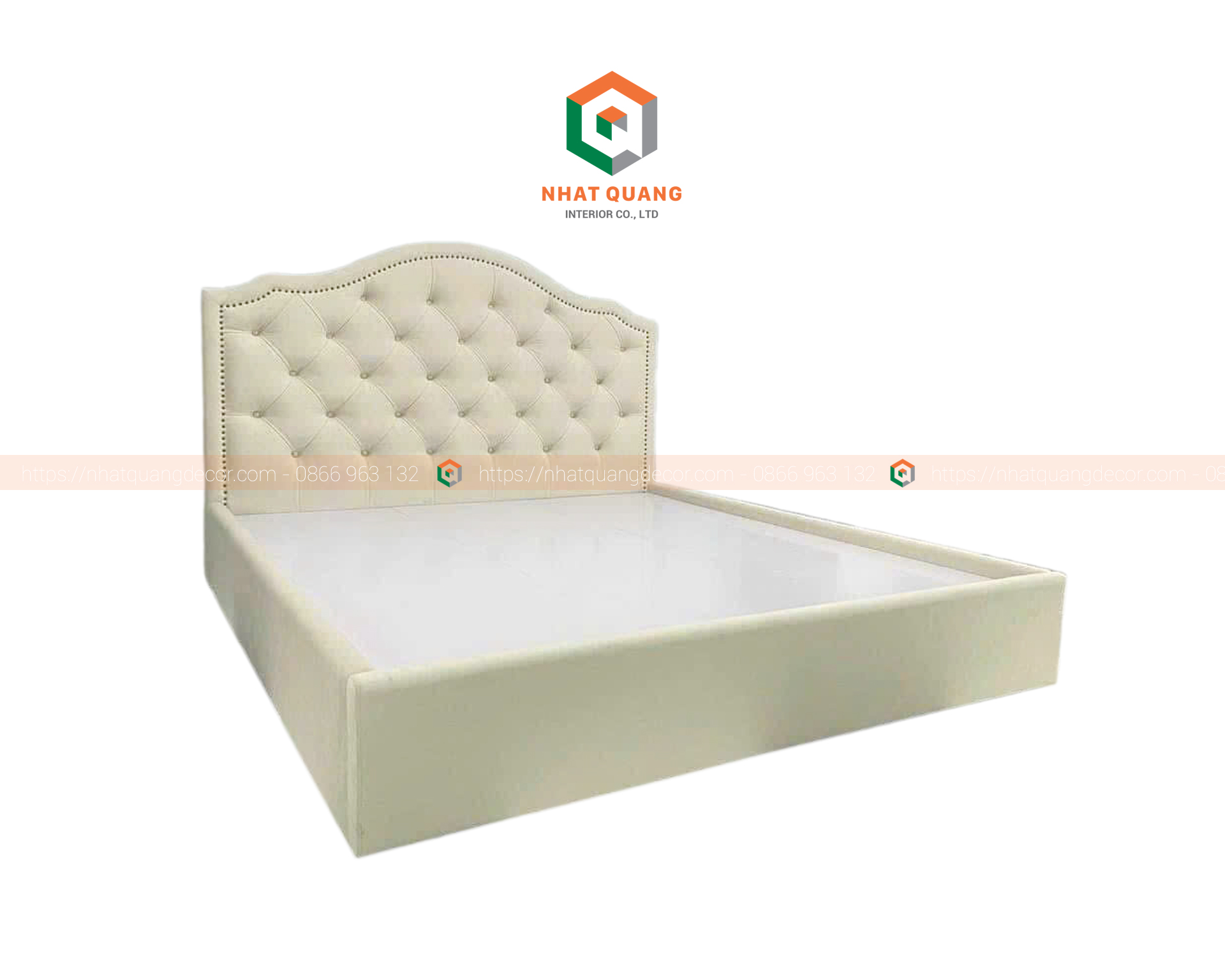 Gường ngủ đệm bọc vải nỉ cao cấp G-015